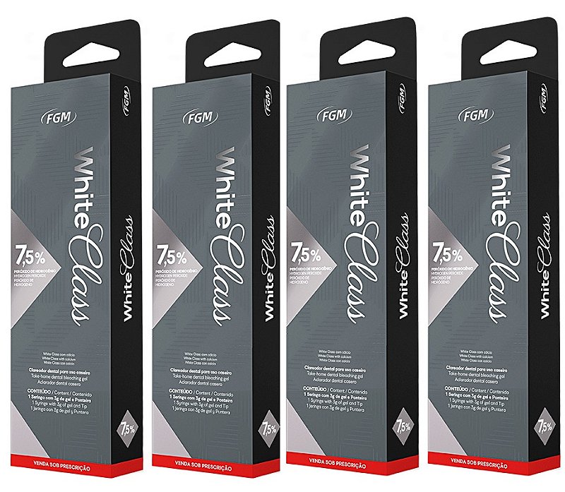 4 Clareador White Class 7,5% + 2 Pares de Moldeira