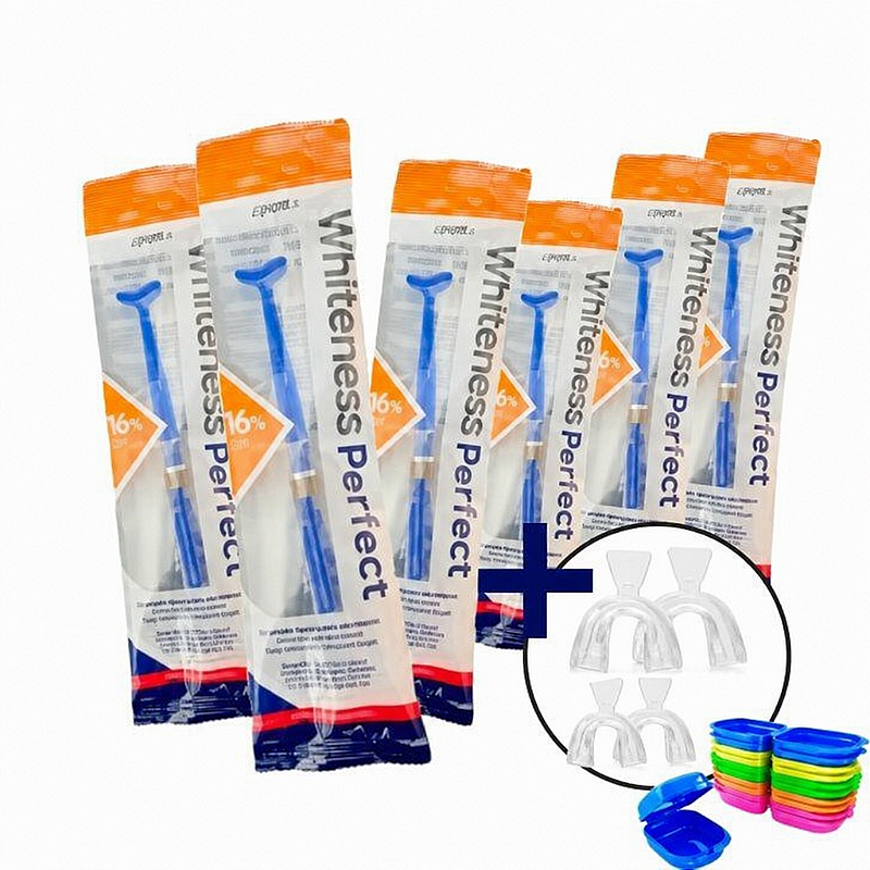 6 Clareador Whiteness Perfect 16% + 2 Pares de Moldeira