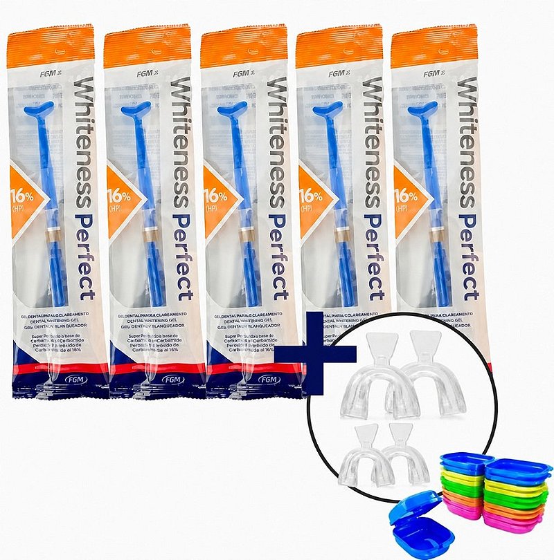 5 Clareador Whiteness Perfect 16% + 2 Pares de Moldeira