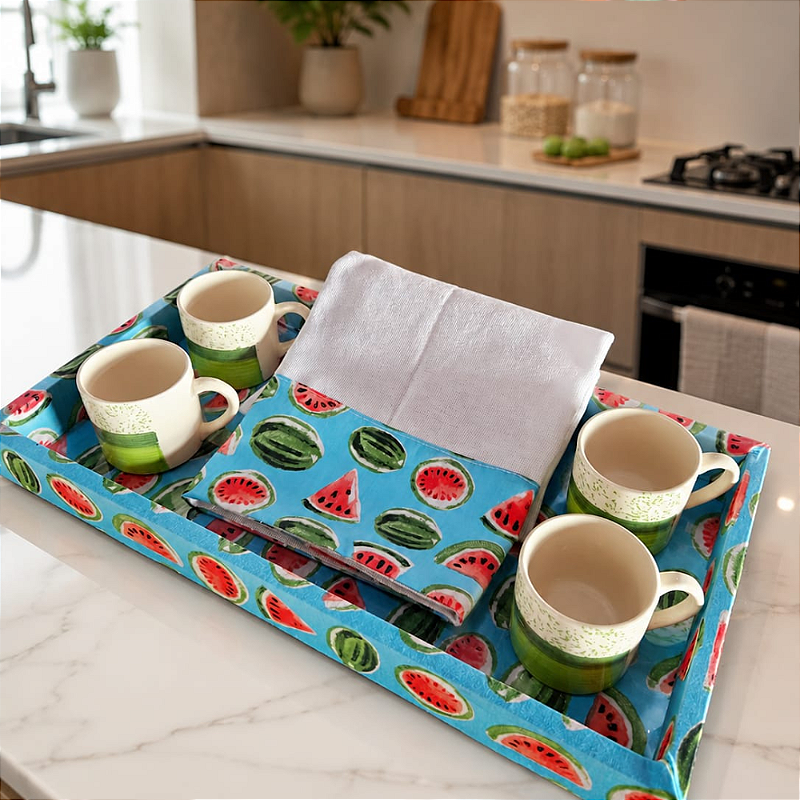 KIT CAFÉ MELÂNCIA - COM XÍCARAS E PANO DE COPA | 6 PEÇAS