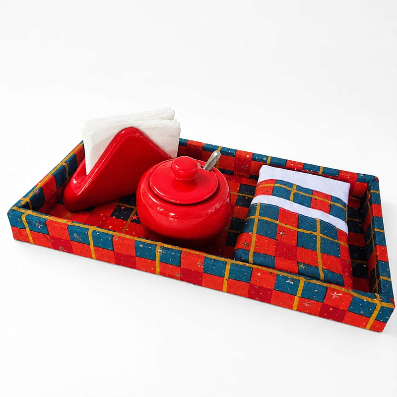 KIT CAFÉ DA MANHÃ NATAL - COM PANO DE COPA, PORTA GUARDANAPO E AÇUCAREIRO | 5 PEÇAS