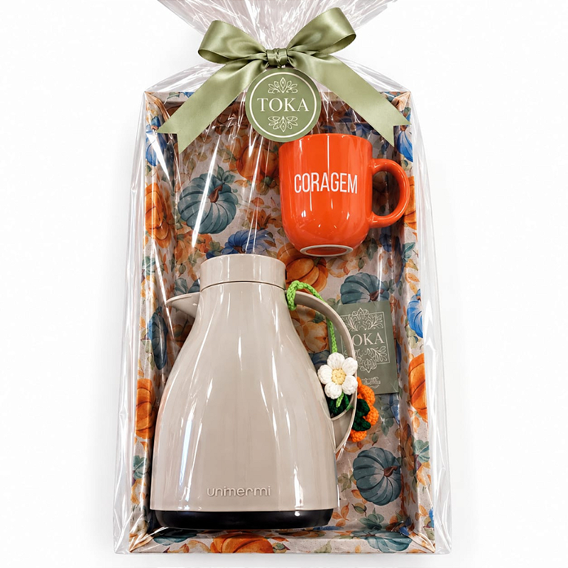 KIT CAFÉ ABÓBORAS - COM GARRAFA TÉRMICA E CANECA | 4 PEÇAS