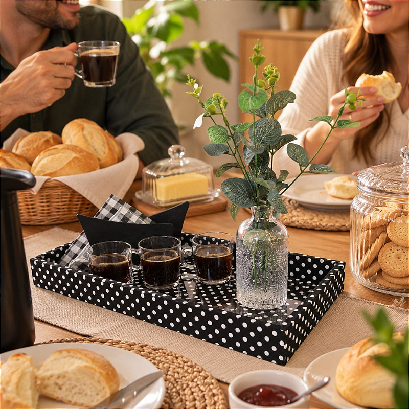 KIT CAFÉ POÁ - COM 3 XÍCARAS, VASO DECORATIVO E PORTA GUARDANAPOS | 6 PEÇAS