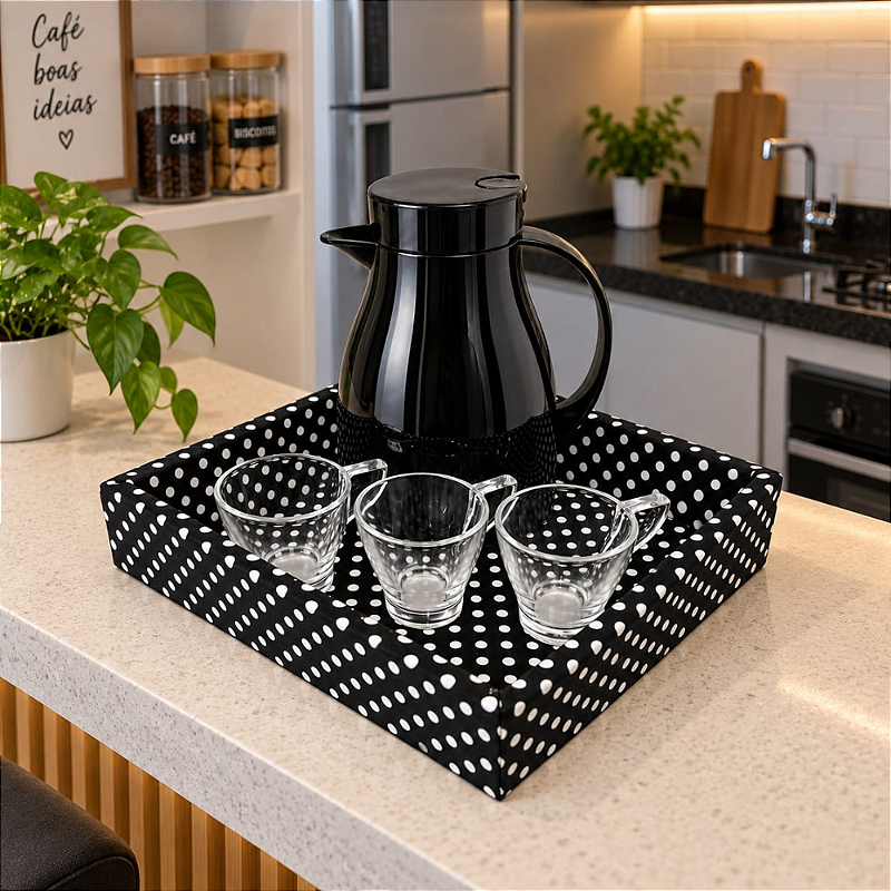 KIT CAFÉ POÁ - COM GARRAFA TÉRMICA E XÍCARAS DE VIDRO | 5 PEÇAS