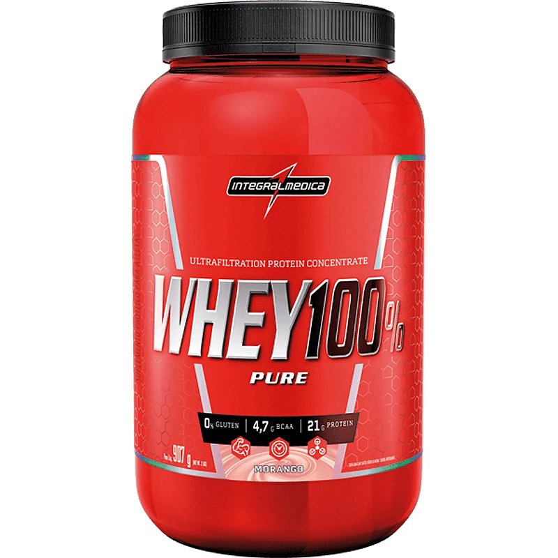 IM WHEY 100% PURE MORANGO 900G POTE