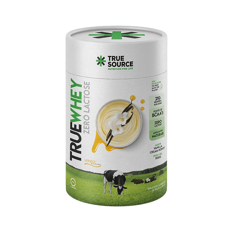 PROTEINA TRUE WHEY ZERO LACTOSE VANILLA CREAM HONEY POTE 900G - TRUE SOURCE