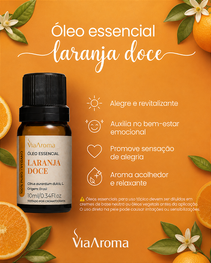 Óleo Essencial Laranja Doce 10ml | Via Aroma