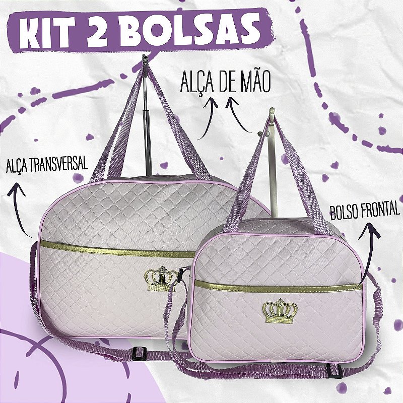 Kit Mala Bolsa Maternidade 2 Peças Vies - Rosa Bebe