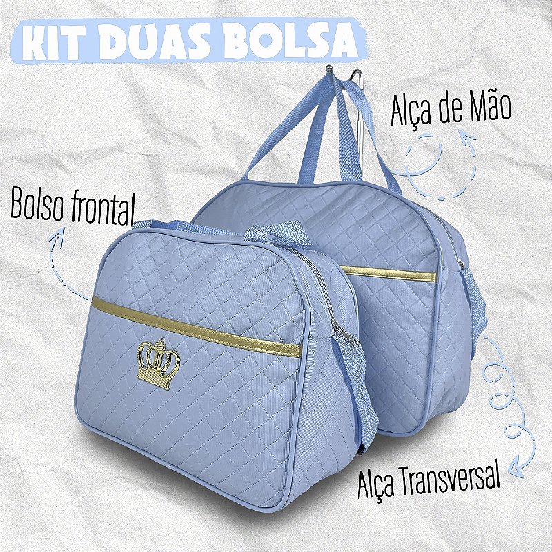 Kit Mala Bolsa Maternidade 2 Peças Vies - Azul Bebe