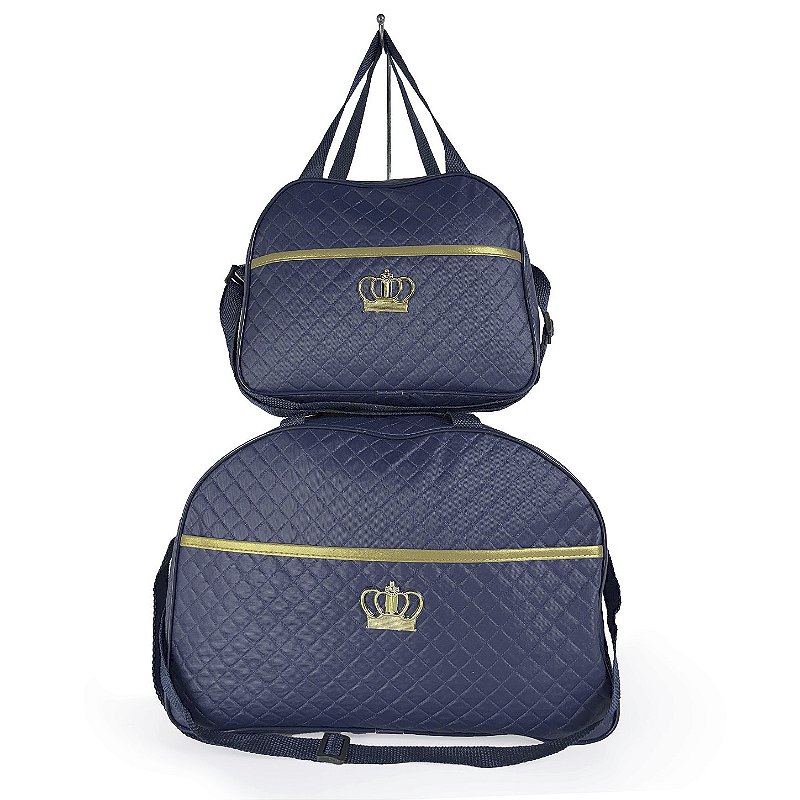 Kit Mala Bolsa Maternidade 2 Peças Vies - Azul Marinho