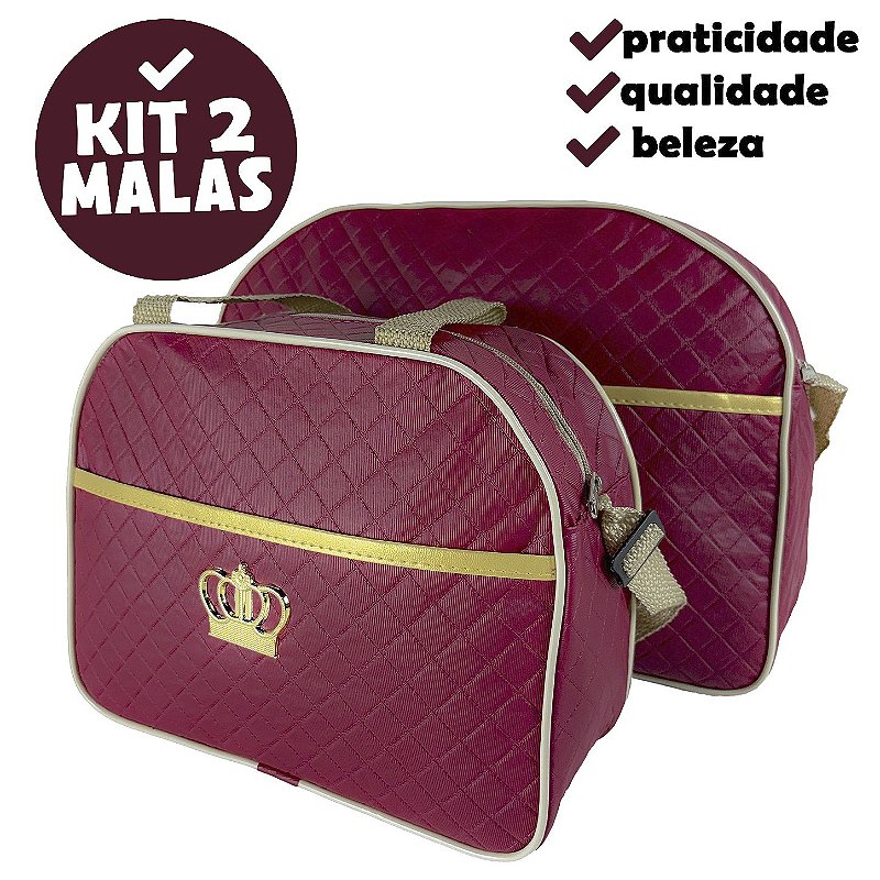 Kit Mala Bolsa Maternidade 2 Peças Vies - Vermelho