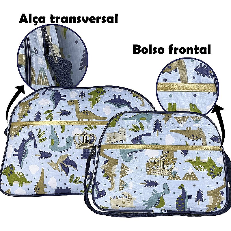 Kit Mala Bolsa Maternidade 2 Peças Vies - Dinossauro