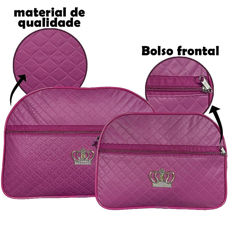 Kit Mala Bolsa Maternidade 2 Peças Zíper - Pink