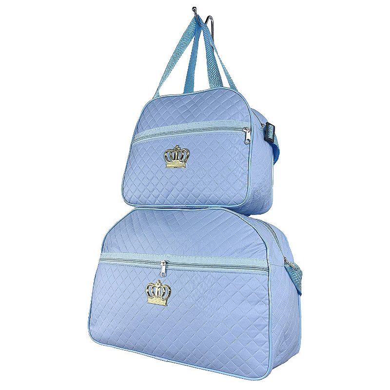 Kit Mala Bolsa Maternidade 2 Peças Zíper - Azul Bebe
