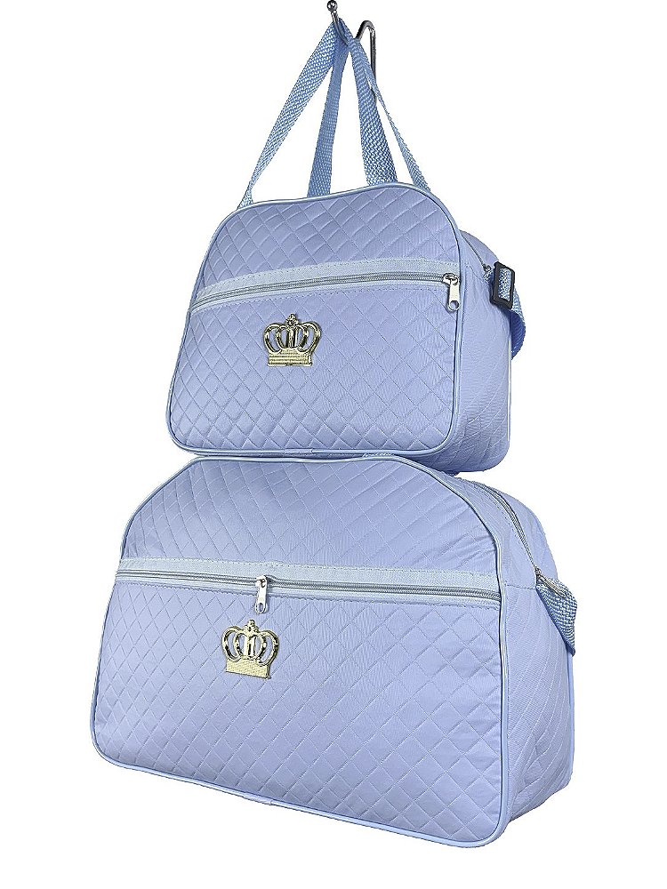 Kit Mala Bolsa Maternidade 2 Peças Zíper - Azul Bebe