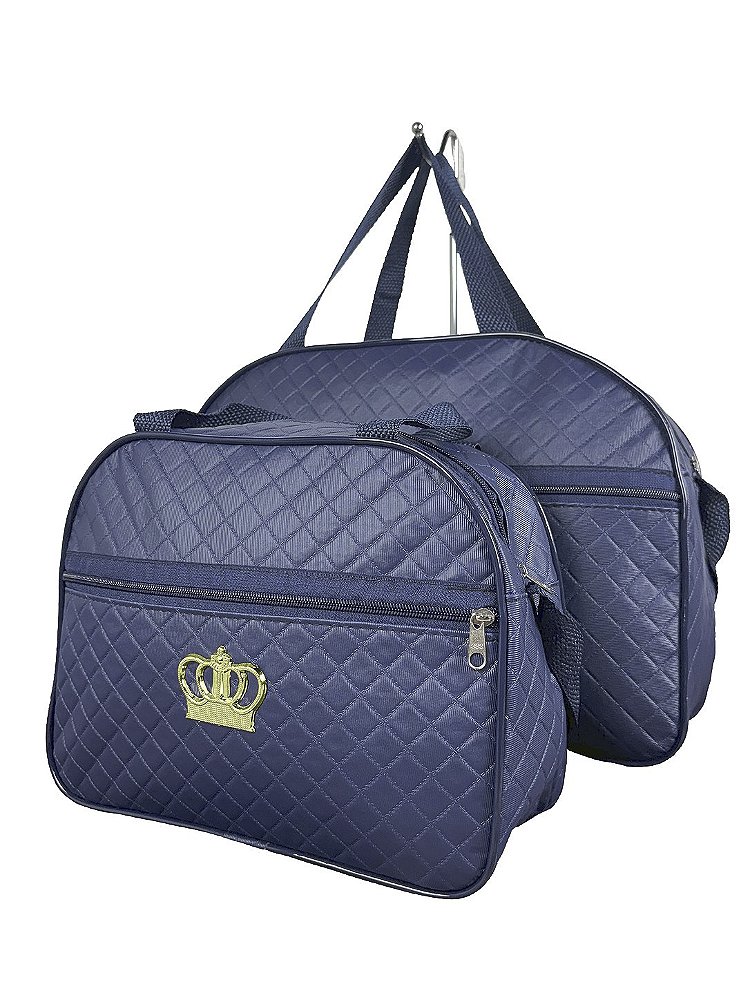 Kit Mala Bolsa Maternidade 2 Peças Zíper - Azul Marinho