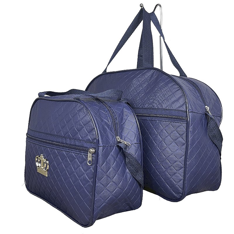 Kit Mala Bolsa Maternidade 2 Peças Zíper - Azul Marinho