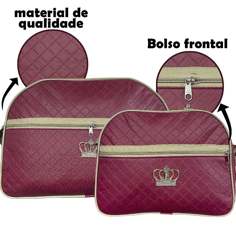 Kit Mala Bolsa Maternidade 2 Peças Zíper- Vermelha