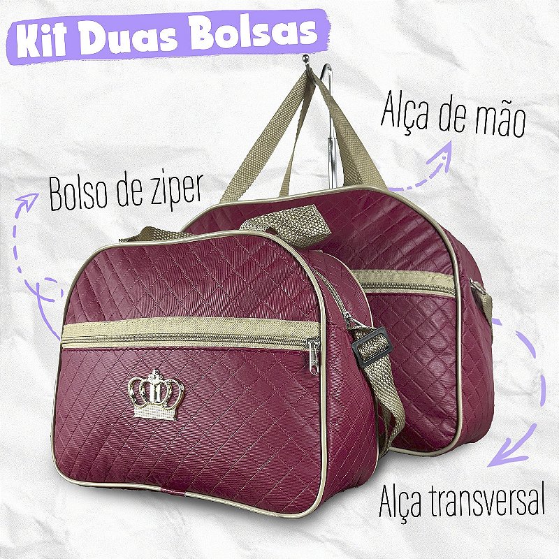 Kit Mala Bolsa Maternidade 2 Peças Zíper- Vermelha