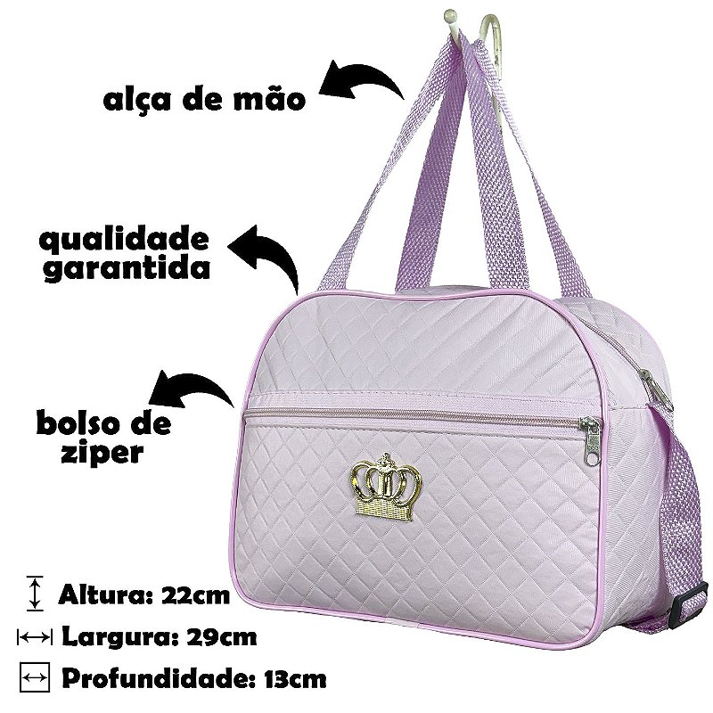 Kit Mala Bolsa Maternidade 2 Peças Zíper - Rosa Bebe