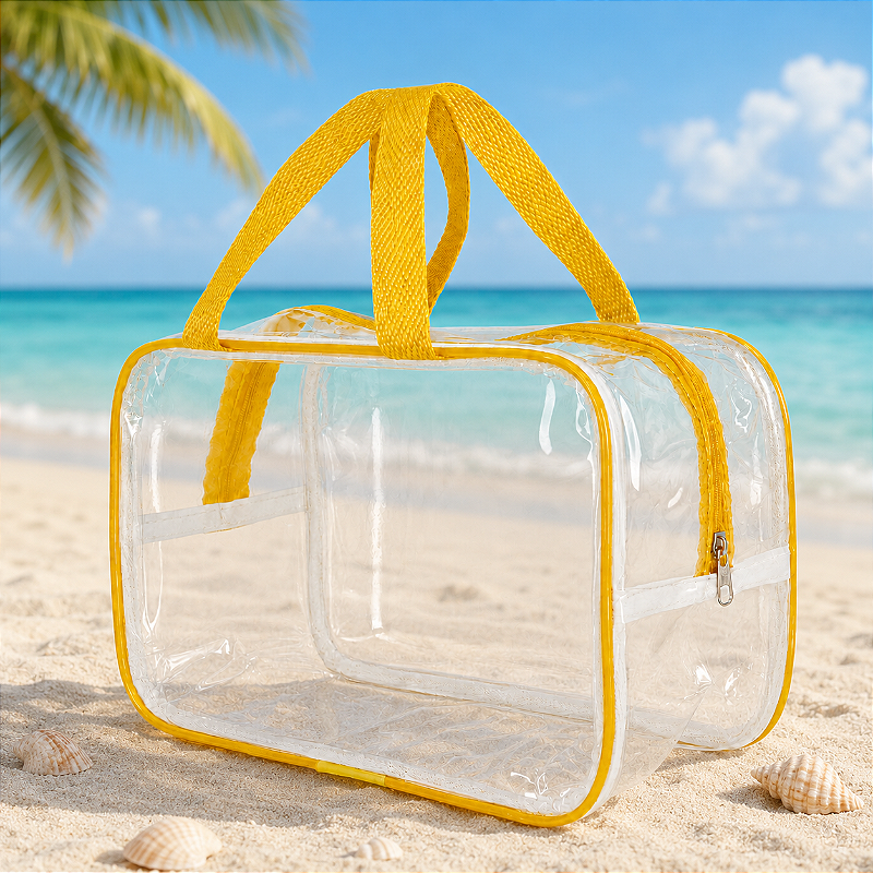 Bolsa Necessaire Transparente Feminina Organizadora Amarela