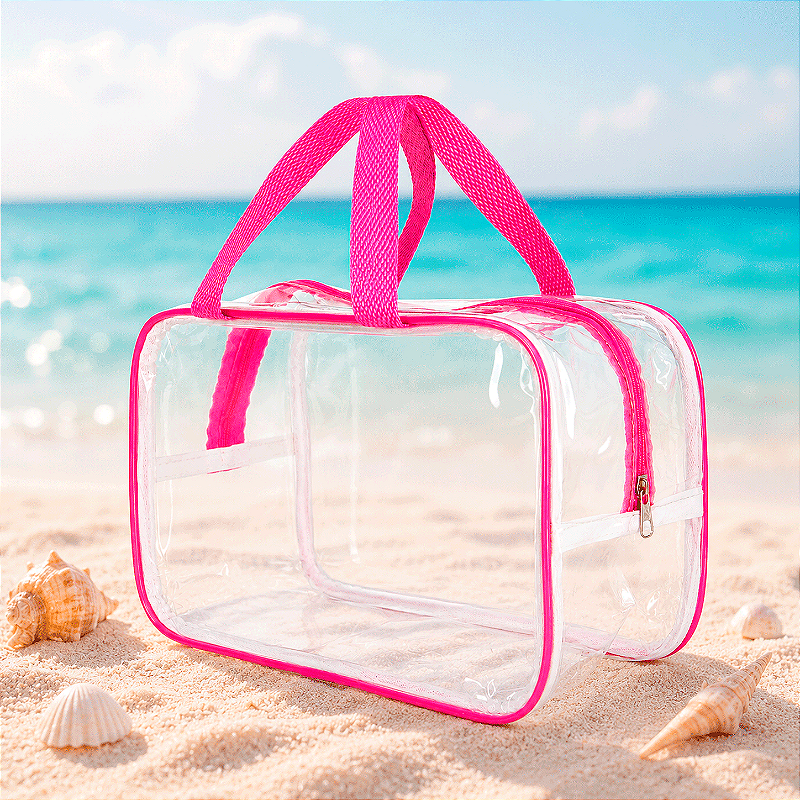 Bolsa Necessaire Transparente Feminina Organizadora Pink