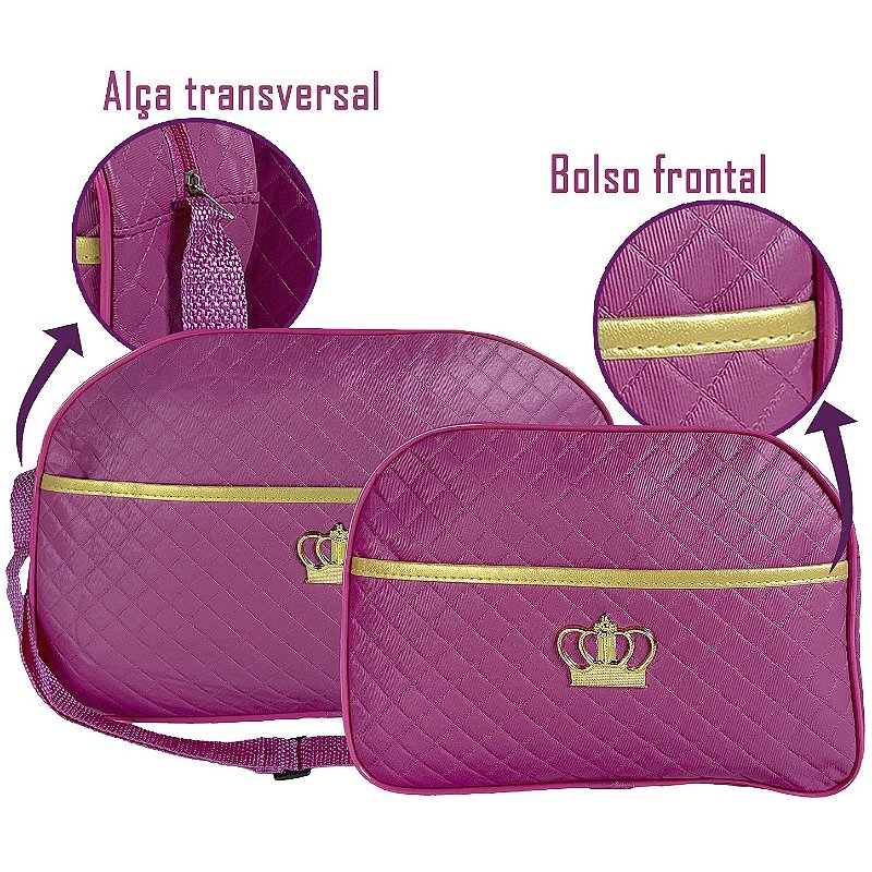 Kit 2 Bolsa Maternidade com Trocador de Bebê Dobravél - Pink