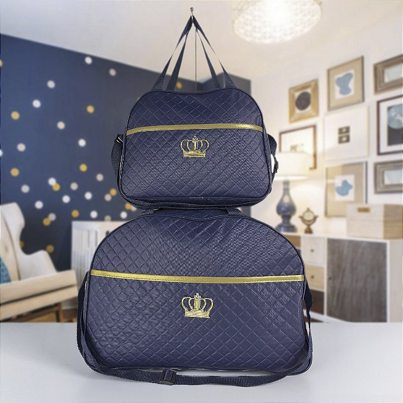 Kit 2 Bolsa Maternidade com Trocador de Bebê Dobravél - Azul Marinho