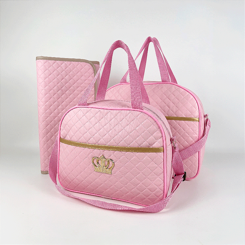 Kit 2 Bolsa Maternidade com Trocador de Bebê Dobravél - Rosa BB