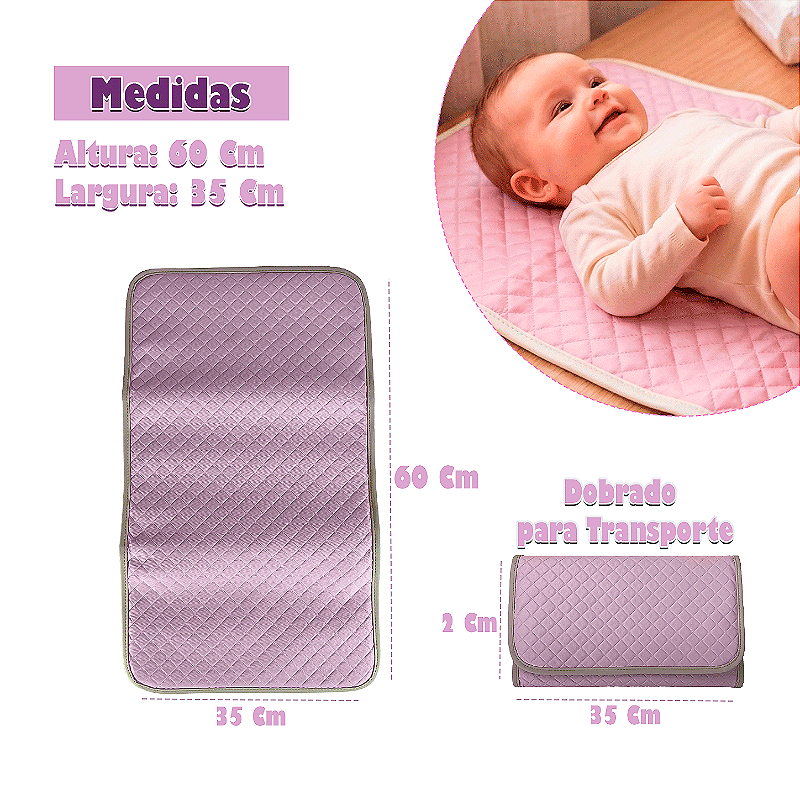 Kit 2 Bolsa Maternidade com Trocador de Bebê Dobravél - Rosa BB
