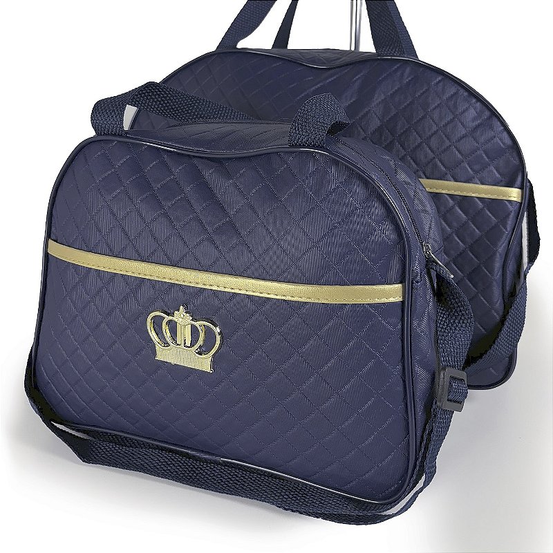 Kit Mala Bolsa Maternidade 3 Peças – Mala Grande, Mala Média e Mochila Azul Marinho