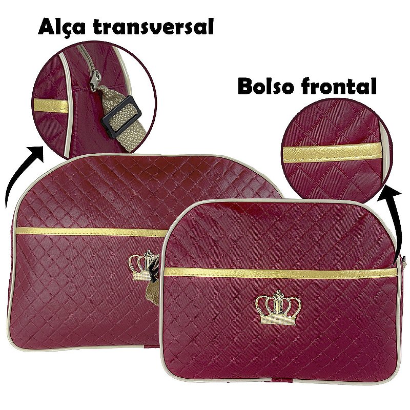 Kit Mala Bolsa Maternidade 3 Peças – Mala Grande, Mala Média e Mochila Vermelho