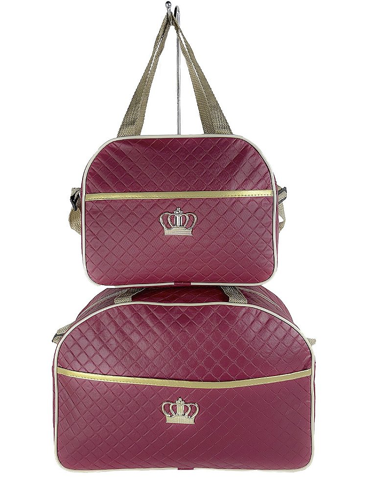Kit Mala Bolsa Maternidade 3 Peças – Mala Grande, Mala Média e Mochila Vermelho