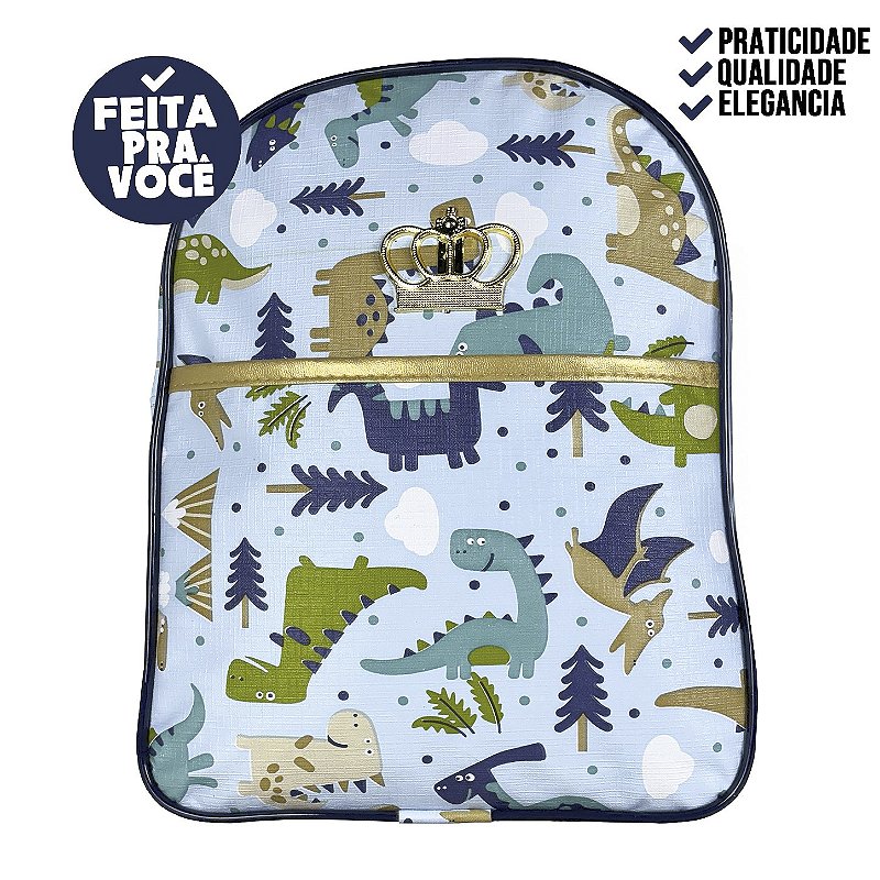 Kit Mala Bolsa Maternidade 3 Peças – Mala Grande, Mala Média e Mochila Dinossauro