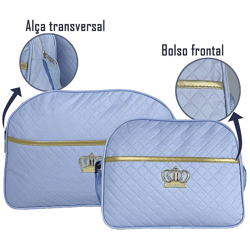 Kit Maternidade 4 Peças – Mala Grande, Mala Média e Mochila e Trocador Azul BB