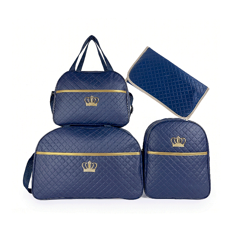 Kit Maternidade 4 Peças – Mala Grande, Mala Média e Mochila e Trocador Azul Marinho