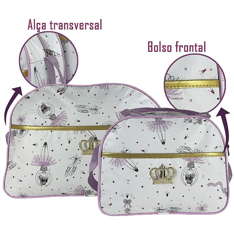 Kit Maternidade 4 Peças – Mala Grande, Mala Média e Mochila e Trocador Bailarina