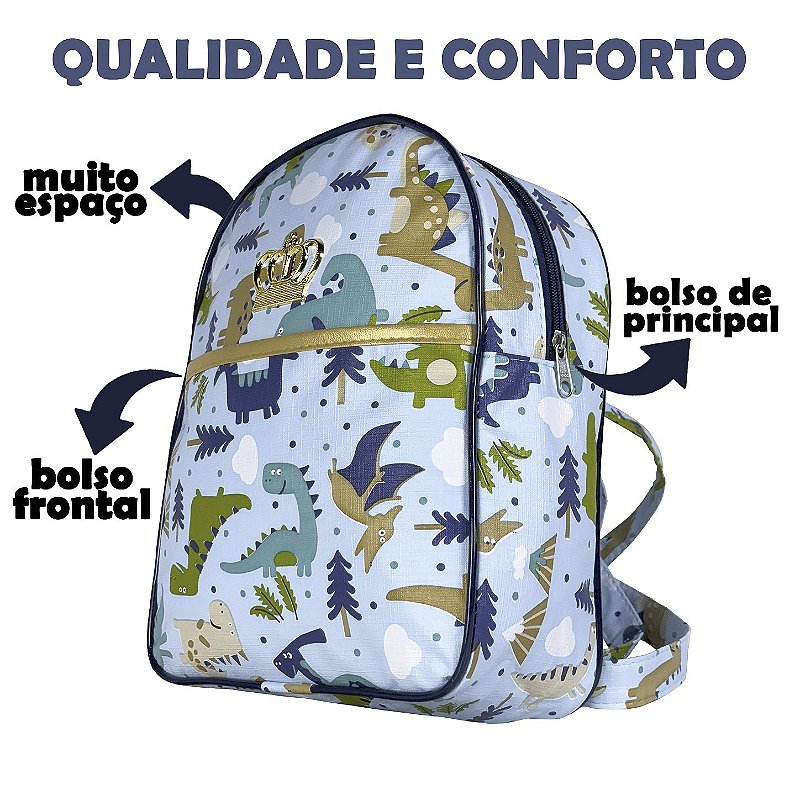 Kit Maternidade 4 Peças – Mala Grande, Mala Média e Mochila e Trocador Dinossauro