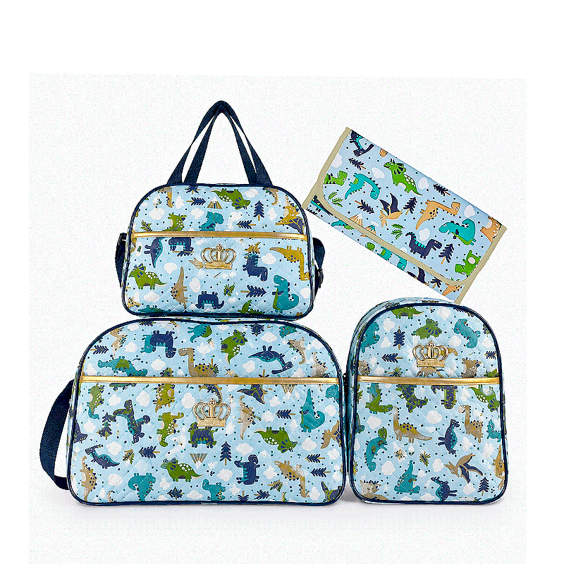 Kit Maternidade 4 Peças – Mala Grande, Mala Média e Mochila e Trocador Dinossauro