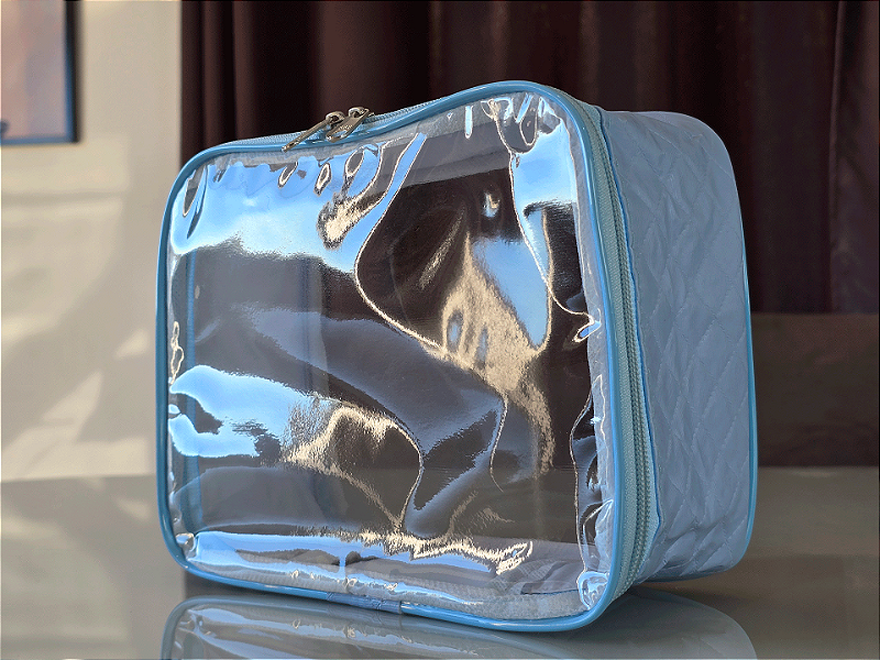 Kit Necessaire Organizadora Transparente P/M/G Azul BB