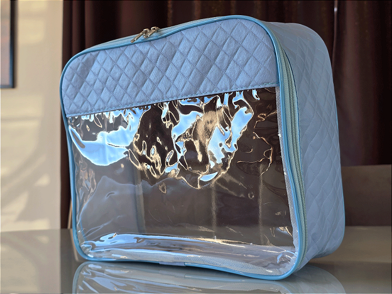 Kit Necessaire Organizadora Transparente P/M/G Azul BB