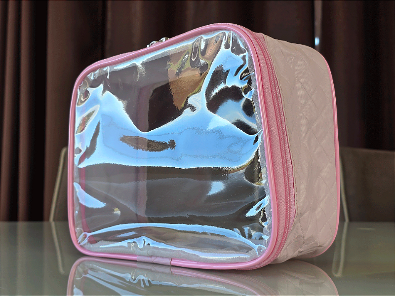 Kit Necessaire Organizadora Transparente P/M/G Rosa BB