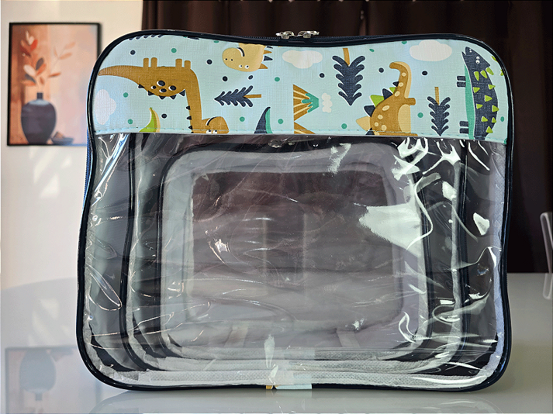 Kit Necessaire Organizadora Transparente P/M/G Dinossauro