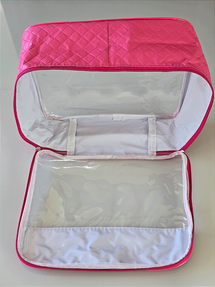 Kit Necessaire Organizadora Transparente P/M/G Pink