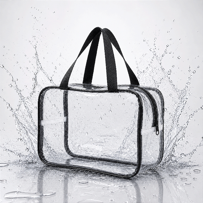 Kit 2 Bolsa Necessaire Transparente Feminina Organizadora - Preto