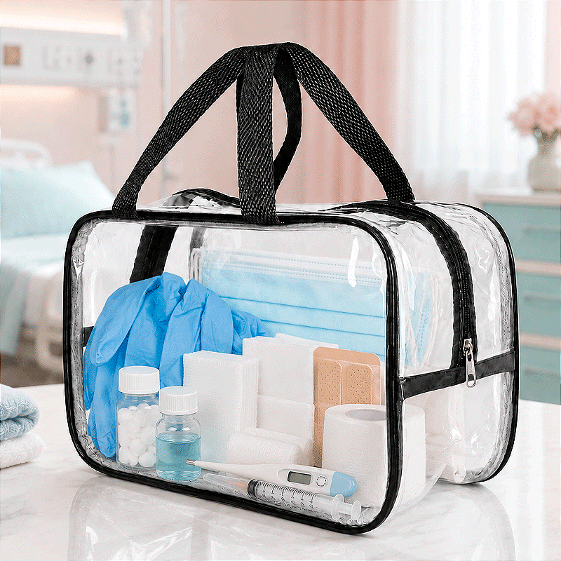 Kit 2 Bolsa Necessaire Transparente Feminina Organizadora - Preto