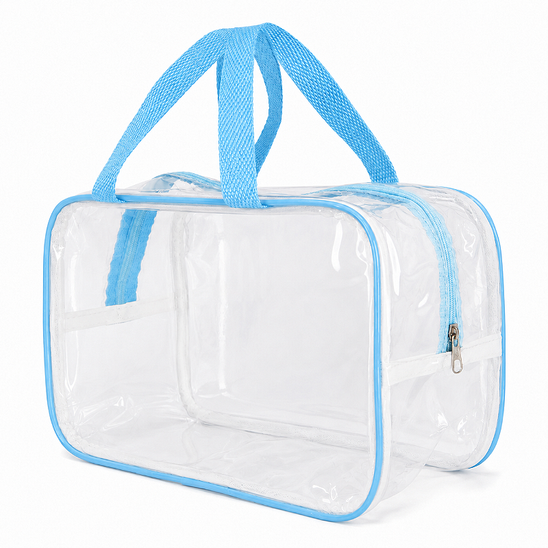 Kit 2 Bolsa Necessaire Transparente Feminina Organizadora - Azul BB