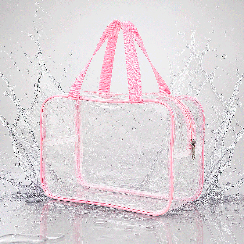 Kit 2 Bolsa Necessaire Transparente Feminina Organizadora - Rosa BB