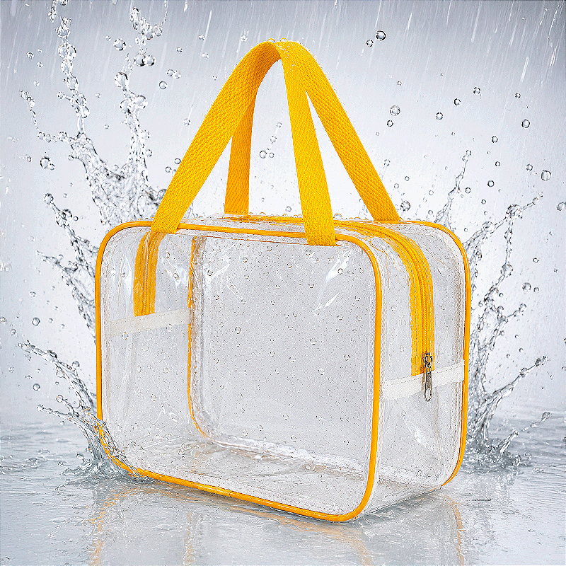 Kit 3 Bolsa Necessaire Transparente Feminina Organizadora - Amarela