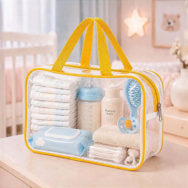 Kit 3 Bolsa Necessaire Transparente Feminina Organizadora - Amarela
